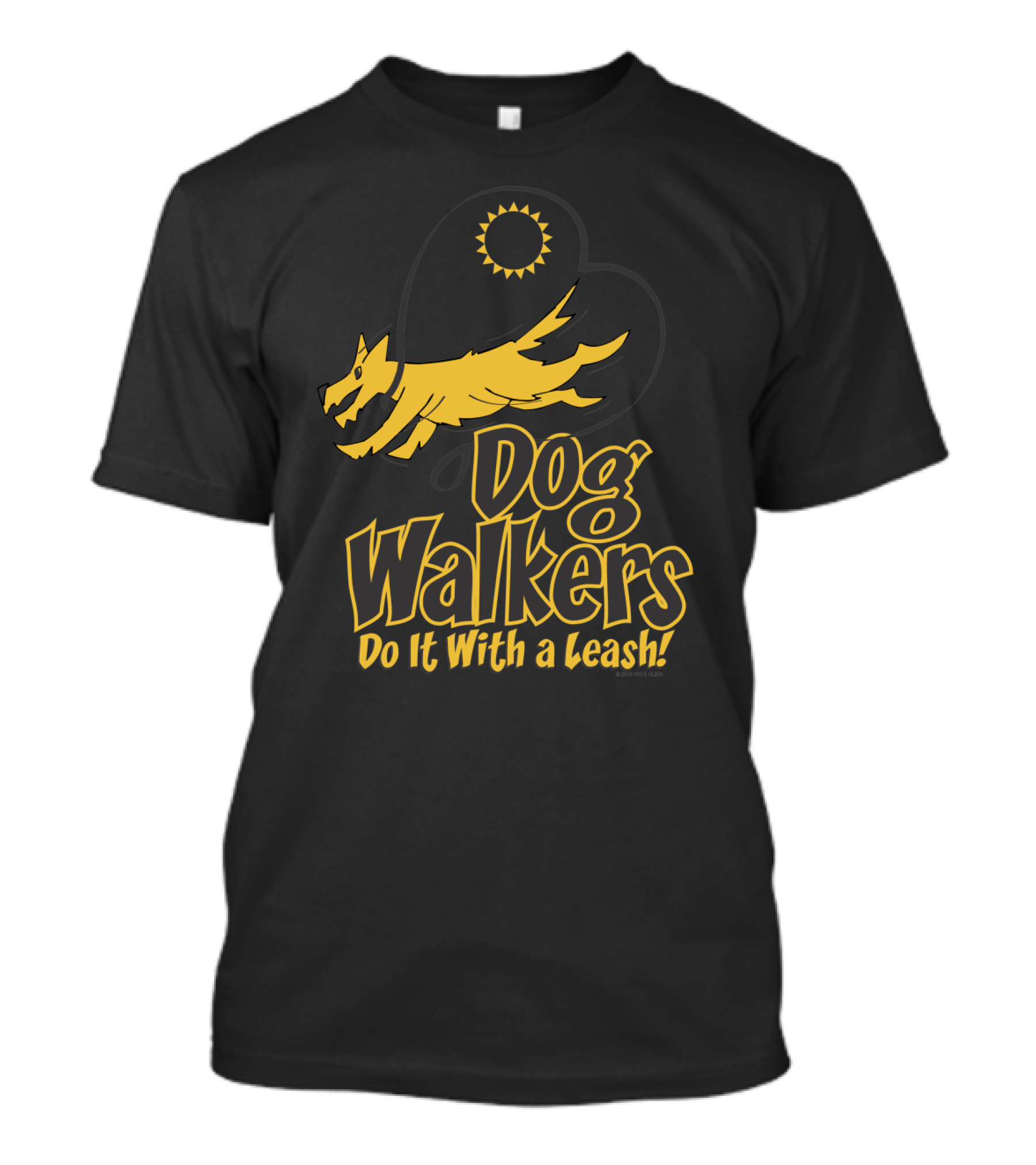 Dog Walkers Do It With A Leash Yellow Dog And Sunburst T-Shirt