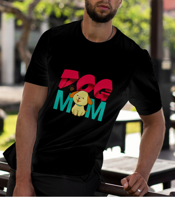 Dog Mom With Cute Cartoon Puppy T-Shirt