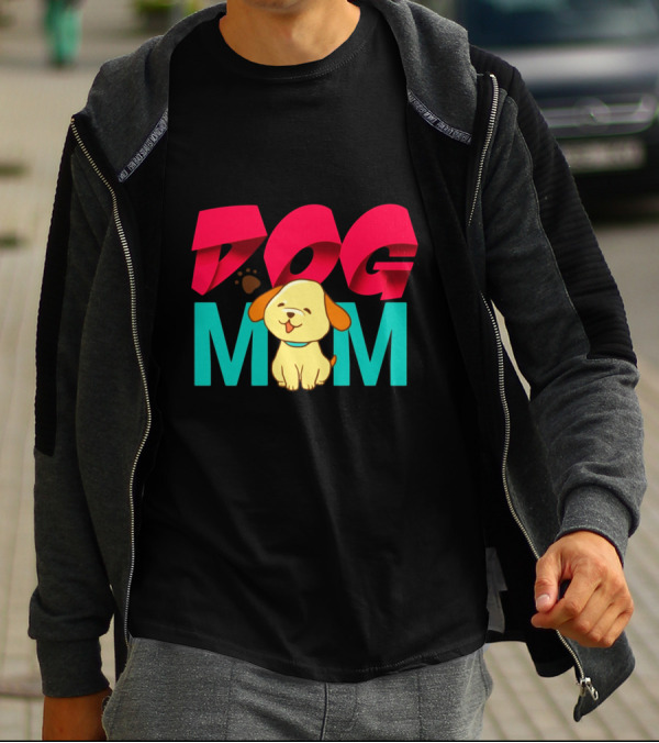 Dog Mom With Cute Cartoon Puppy T-Shirt