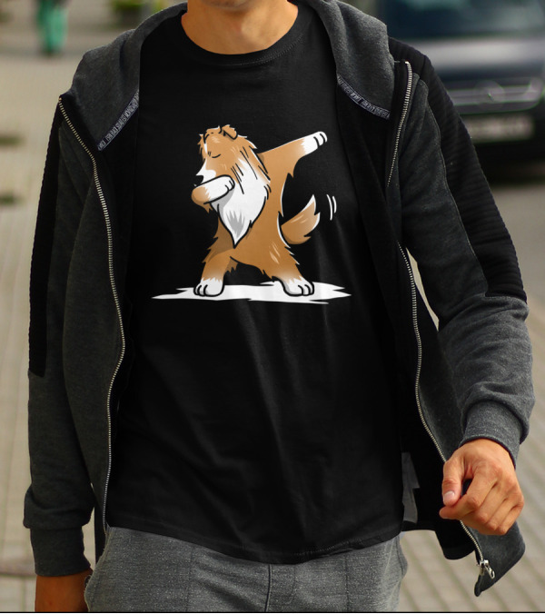 Shetland Sheepdog Dab Dance Move Featuring Dabbing Dog Pose T-Shirt