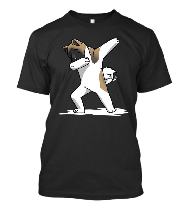 Dabbing Akita Dog Performing Popular Dance Move Dab With Brown And White Fur T-Shirt