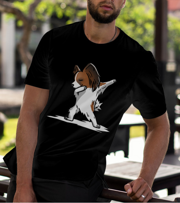Papillon Dog Performing Iconic Dabbing Dance Move T-Shirt