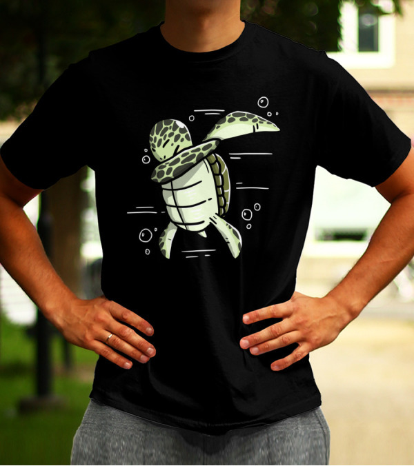 Turtle Dabbing Dance Move With Dog Dab Influence T-Shirt