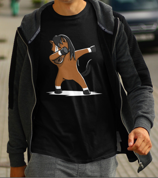 Horse Dab Dance Cartoon Move Playful Gesture Iconic T-Shirt