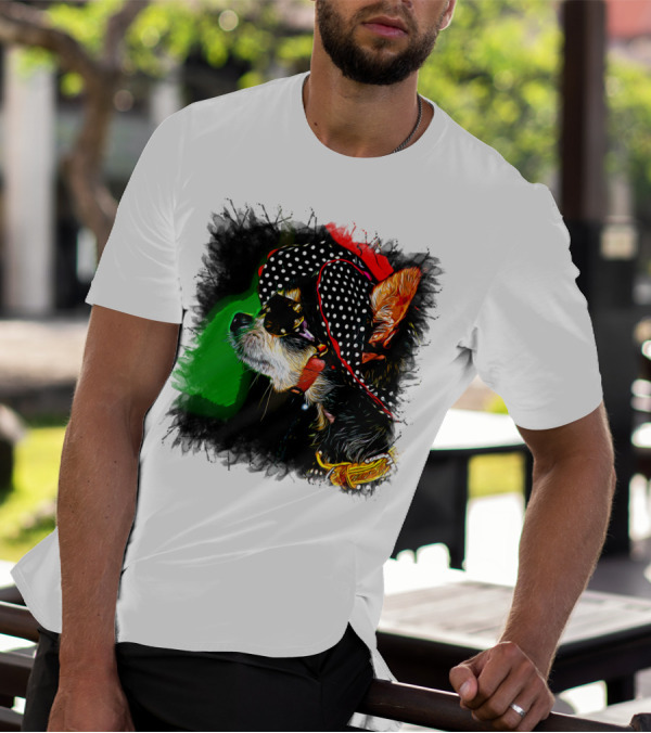 Polka Dot Glam Chihuahua In Sunglasses And Hat T-Shirt