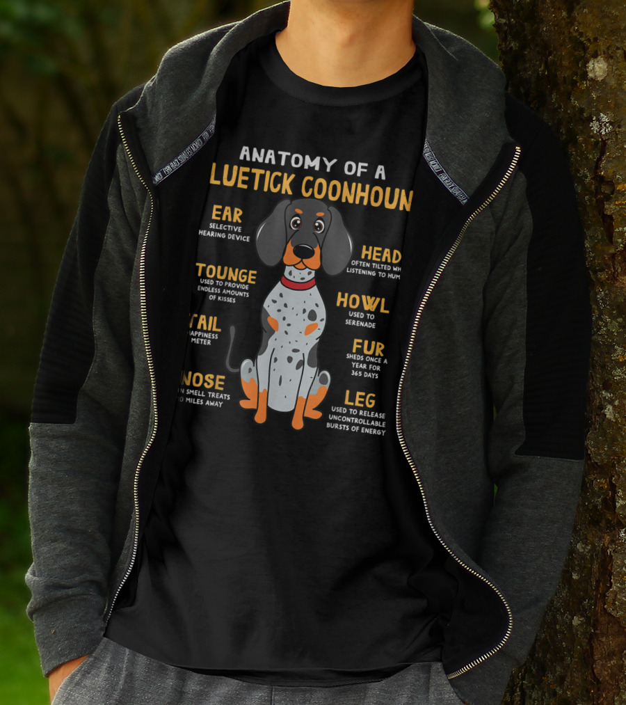Anatomy Of A Bluetick Coonhound Funny Dog Traits And Features T-Shirt