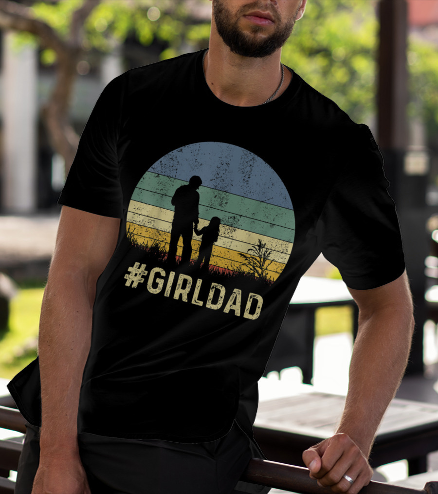 Father And Daughter Vintage Sunset #GirlDad T-Shirt
