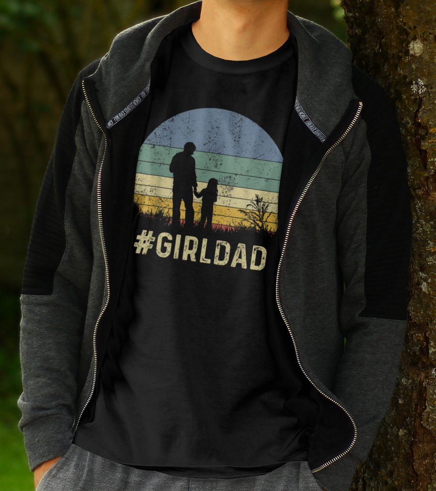 Father And Daughter Vintage Sunset #GirlDad T-Shirt