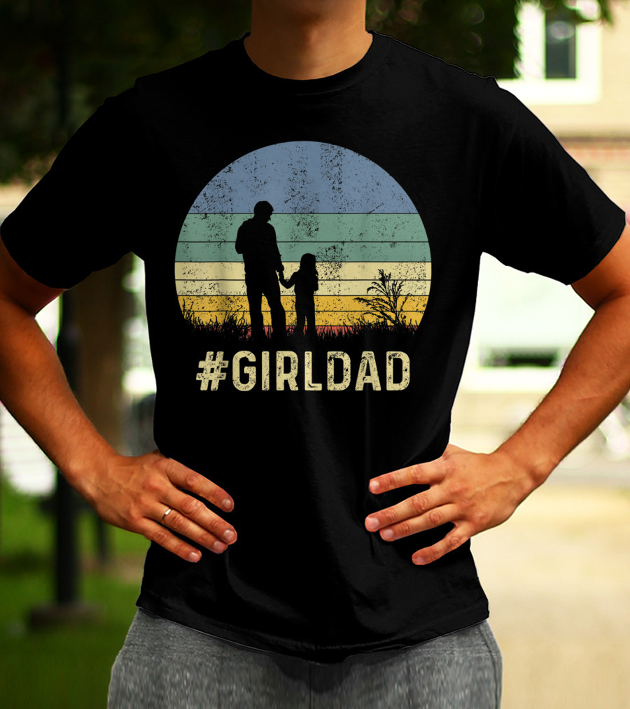 Father And Daughter Vintage Sunset #GirlDad T-Shirt