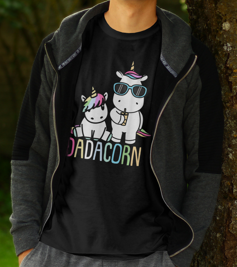 Funny Dadacorn Unicorn Dad Baby With Cute Rainbow Horns And Pastel Colors T-Shirt