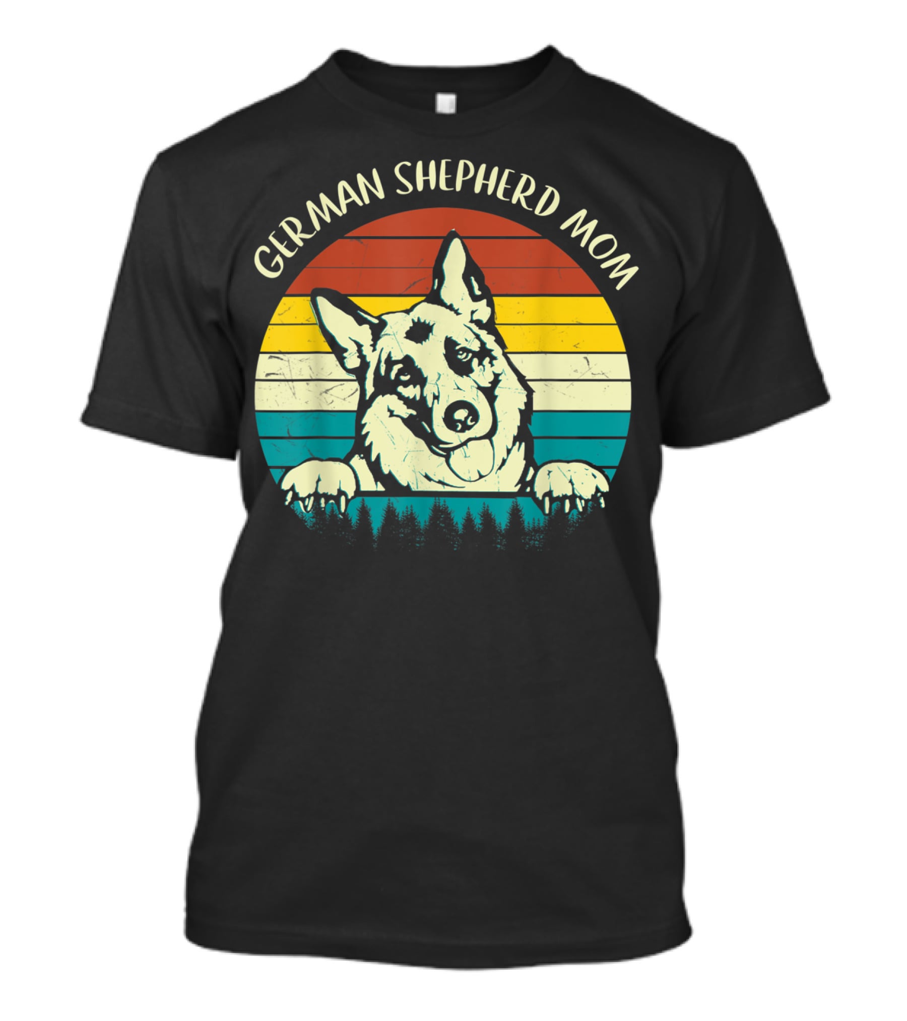 German Shepherd Mom Retro Sunset T-Shirt