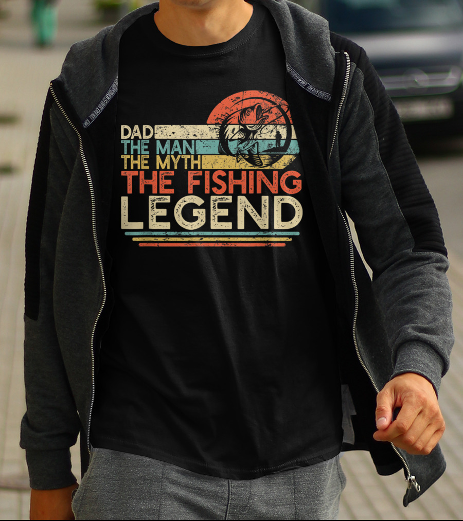 Dad The Man The Myth The Fishing Legend Vintage Fisherman T-Shirt