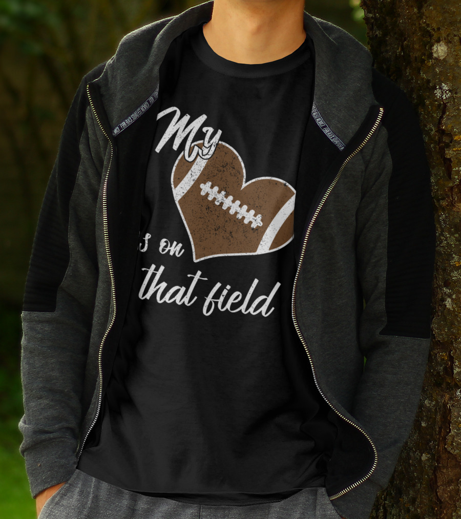 My Heart Is On That Field Football Grandparent T-Shirt