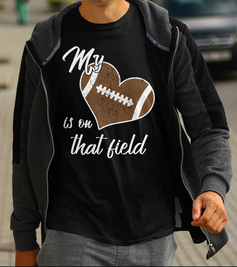 My Heart Is On That Field Football Grandparent T-Shirt