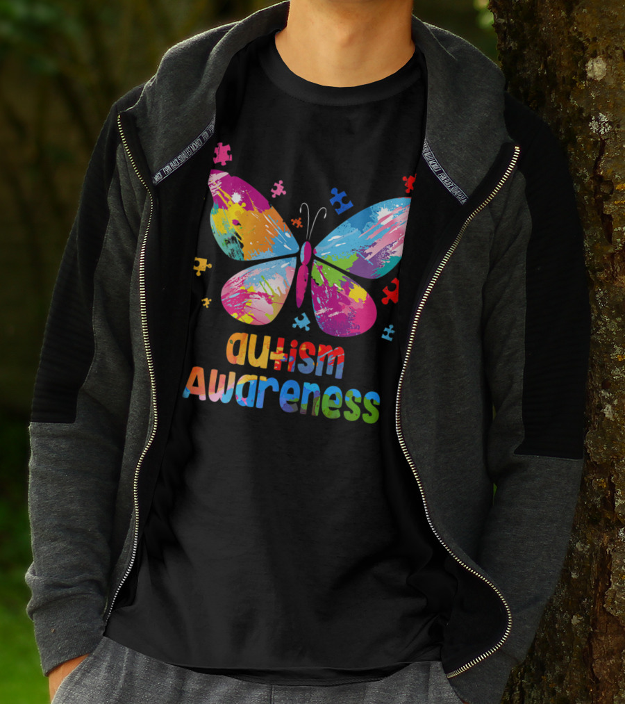 Autism Awareness Butterfly Puzzle Piece Girls T-Shirt