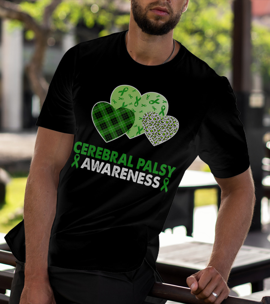 Cerebral Palsy Awareness Heart Leopard Plaid T-Shirt