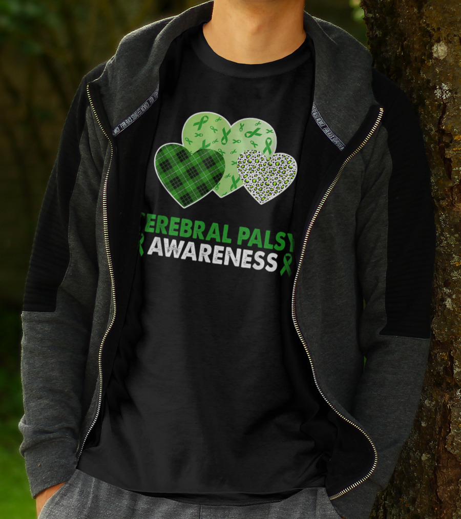 Cerebral Palsy Awareness Heart Leopard Plaid T-Shirt