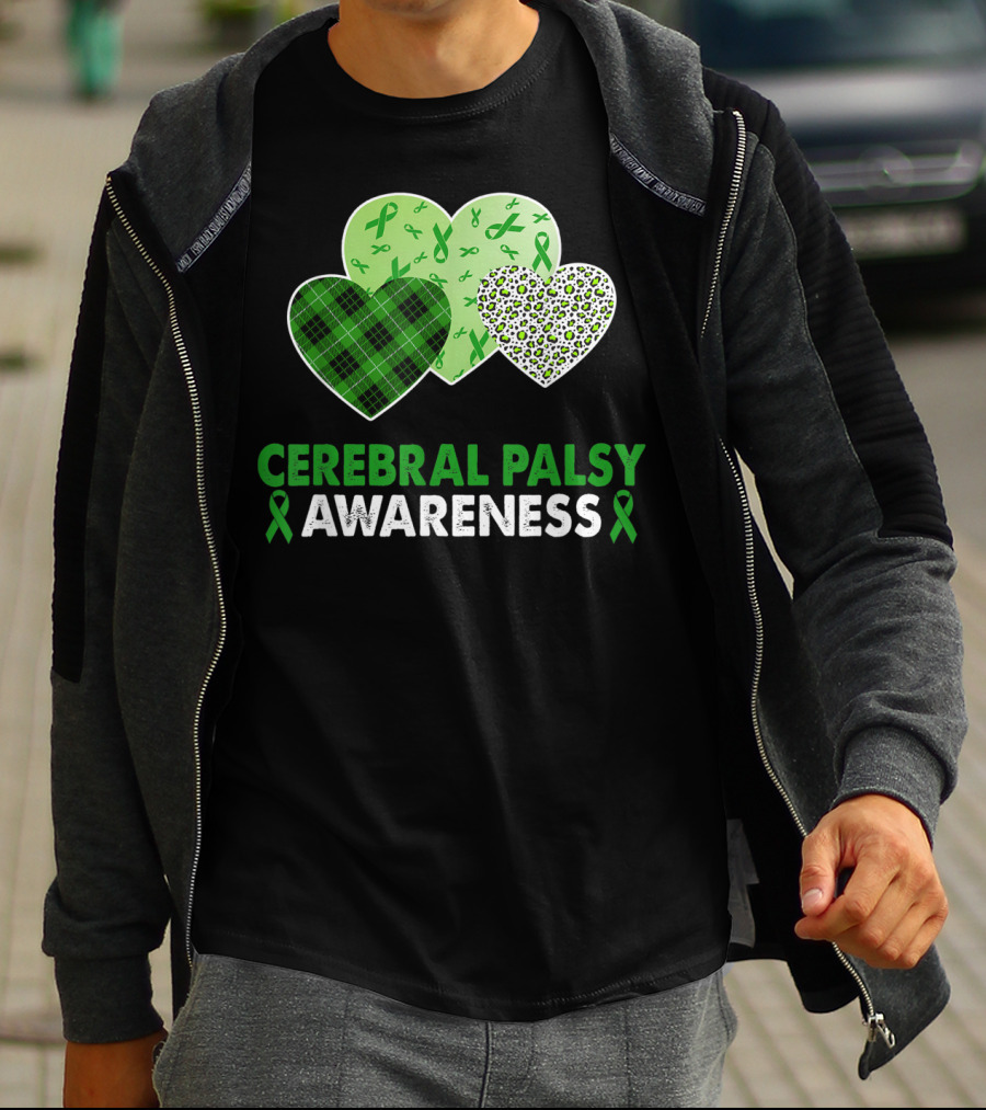 Cerebral Palsy Awareness Heart Leopard Plaid T-Shirt