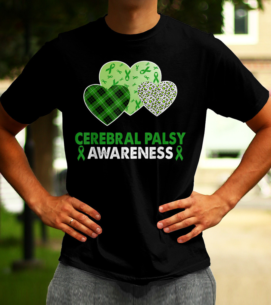 Cerebral Palsy Awareness Heart Leopard Plaid T-Shirt