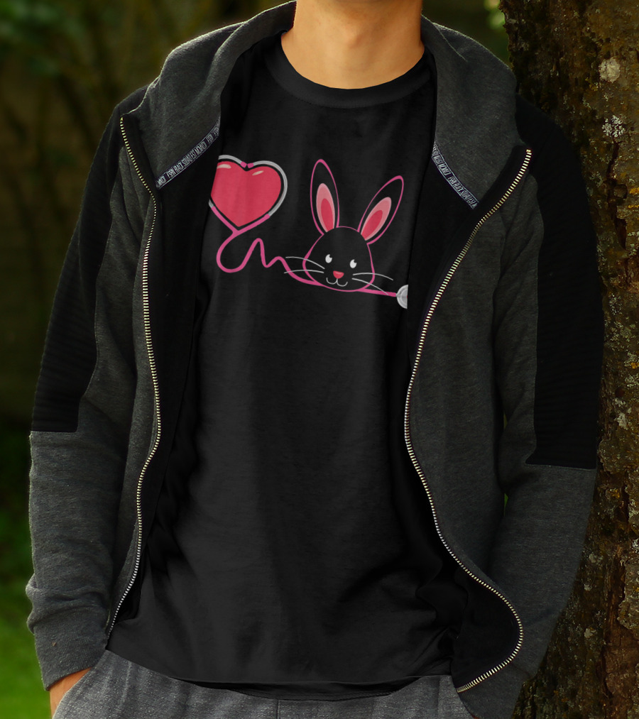 Nurse Bunny Easter Heart Stethoscope T-Shirt