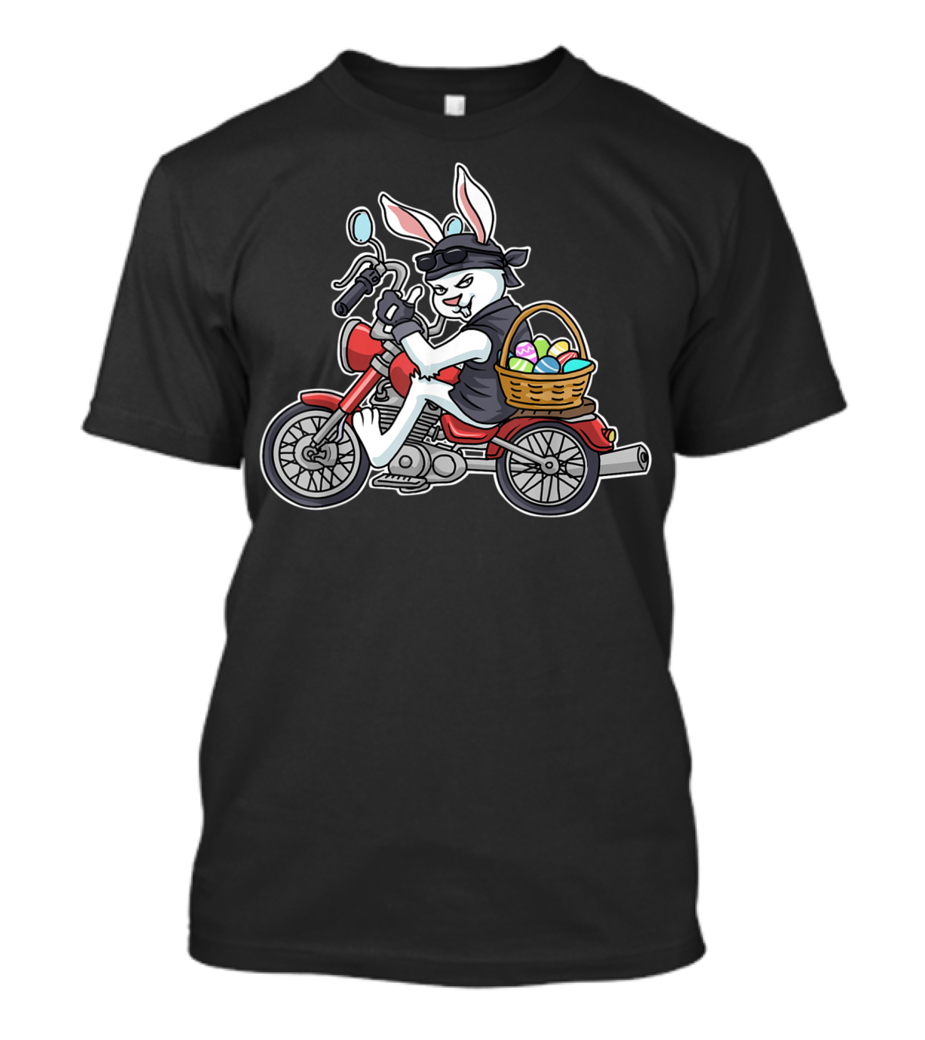 Easter Bunny Motorcycle Biker With Basket Of Eggs Braap T-Shirt
