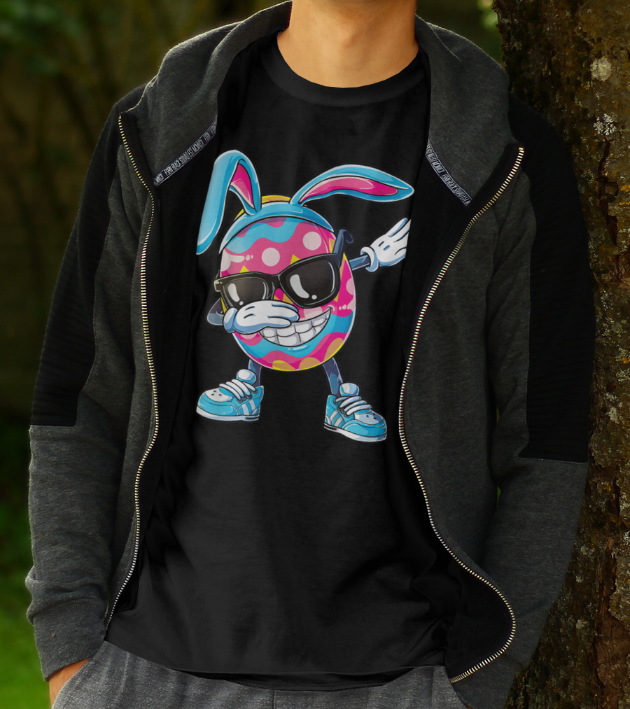 Dabbing Easter Egg With Bunny Ears And Sunglasses T-Shirt