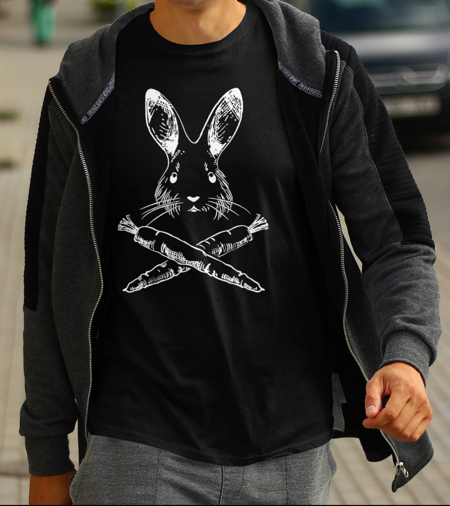 Easter Funny Jolly Roger Bunny Skull Crossbones Carrot Egg T-Shirt
