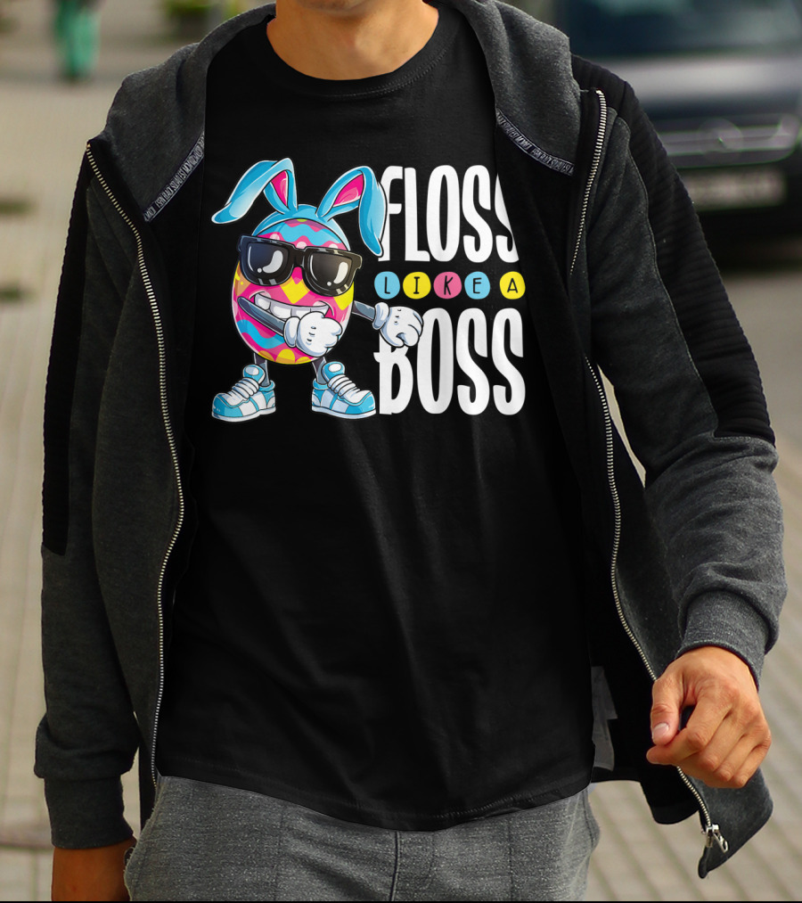 Floss Like A Boss Easter Egg Bunny Boys Flossing T-Shirt