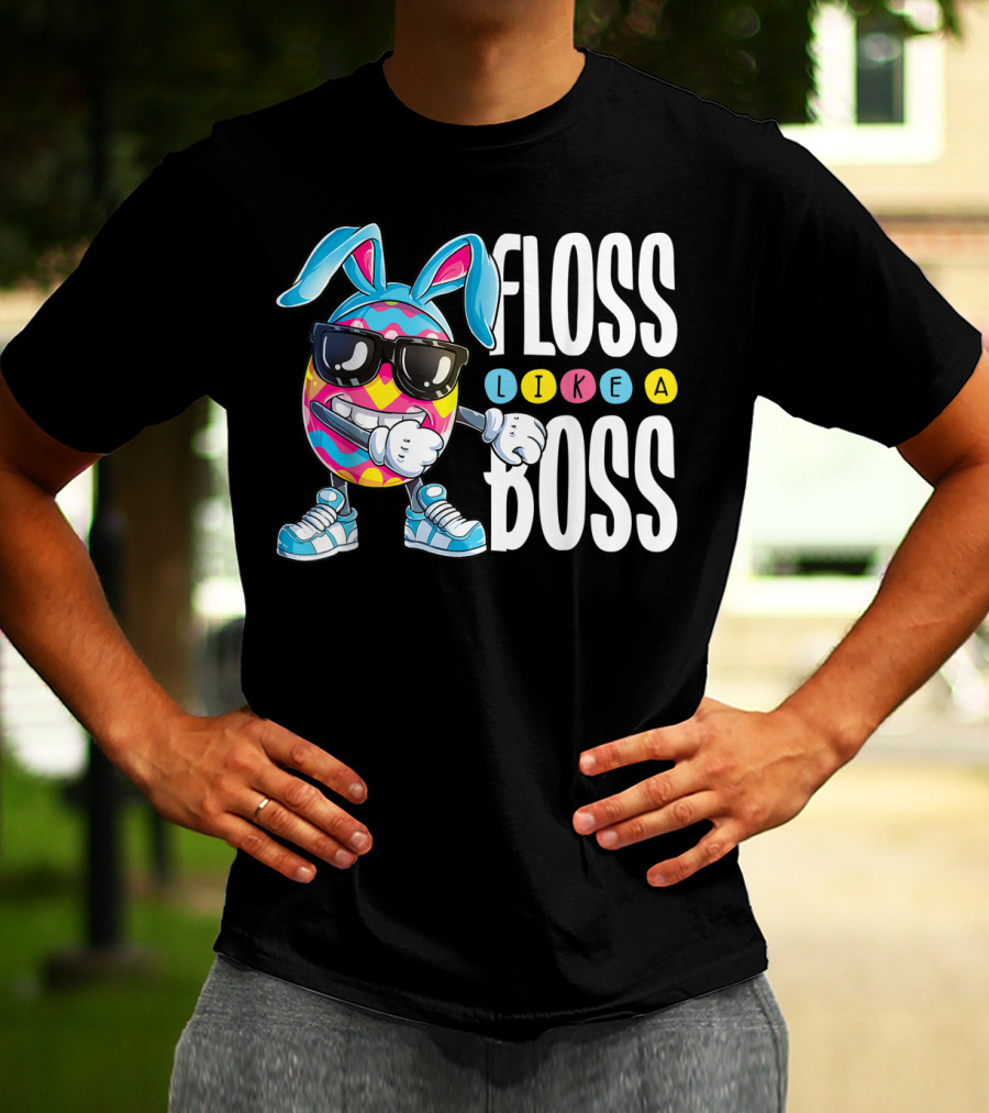 Floss Like A Boss Easter Egg Bunny Boys Flossing T-Shirt