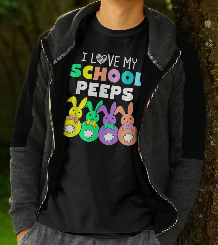 I Love My School Peeps Colorful Easter Bunnies T-Shirt