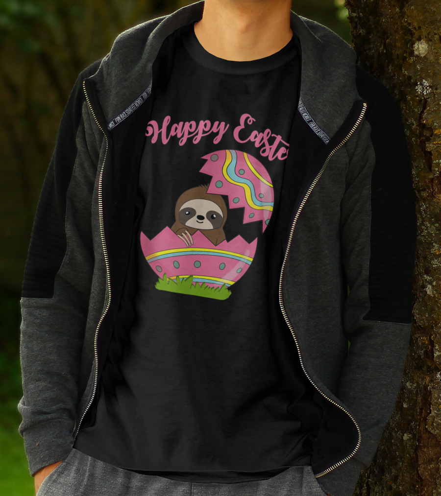 Happy Easter Sloth In Colorful Easter Egg T-Shirt