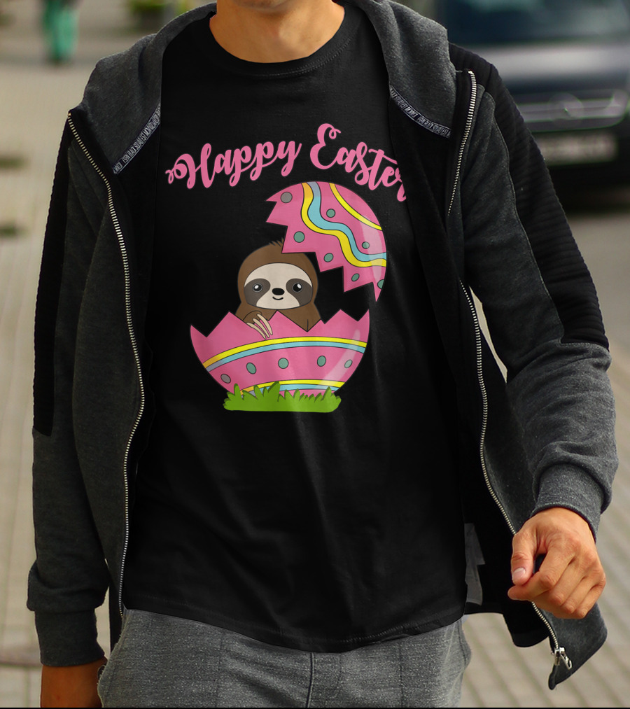 Happy Easter Sloth In Colorful Easter Egg T-Shirt