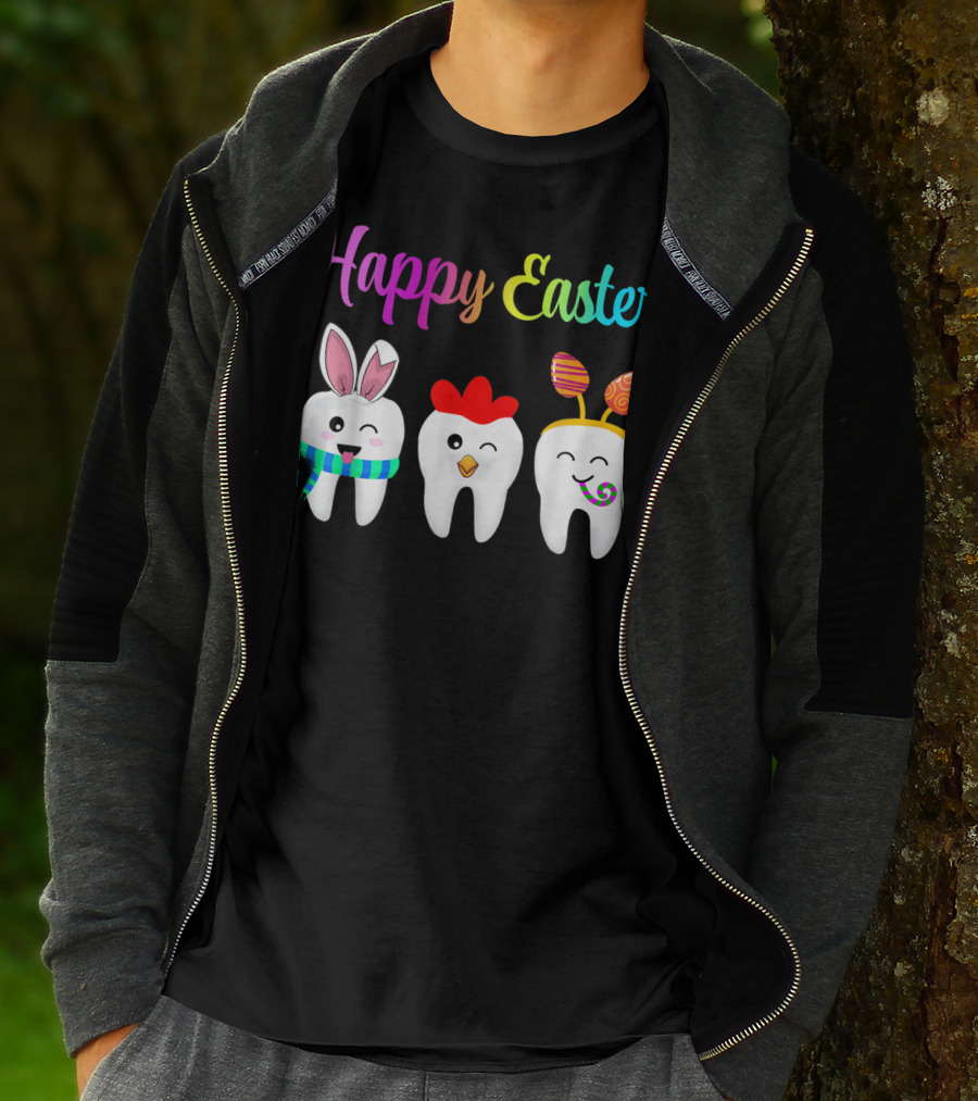 Happy Easter Tooth Bunny Chick Rabbit Eggs T-Shirt
