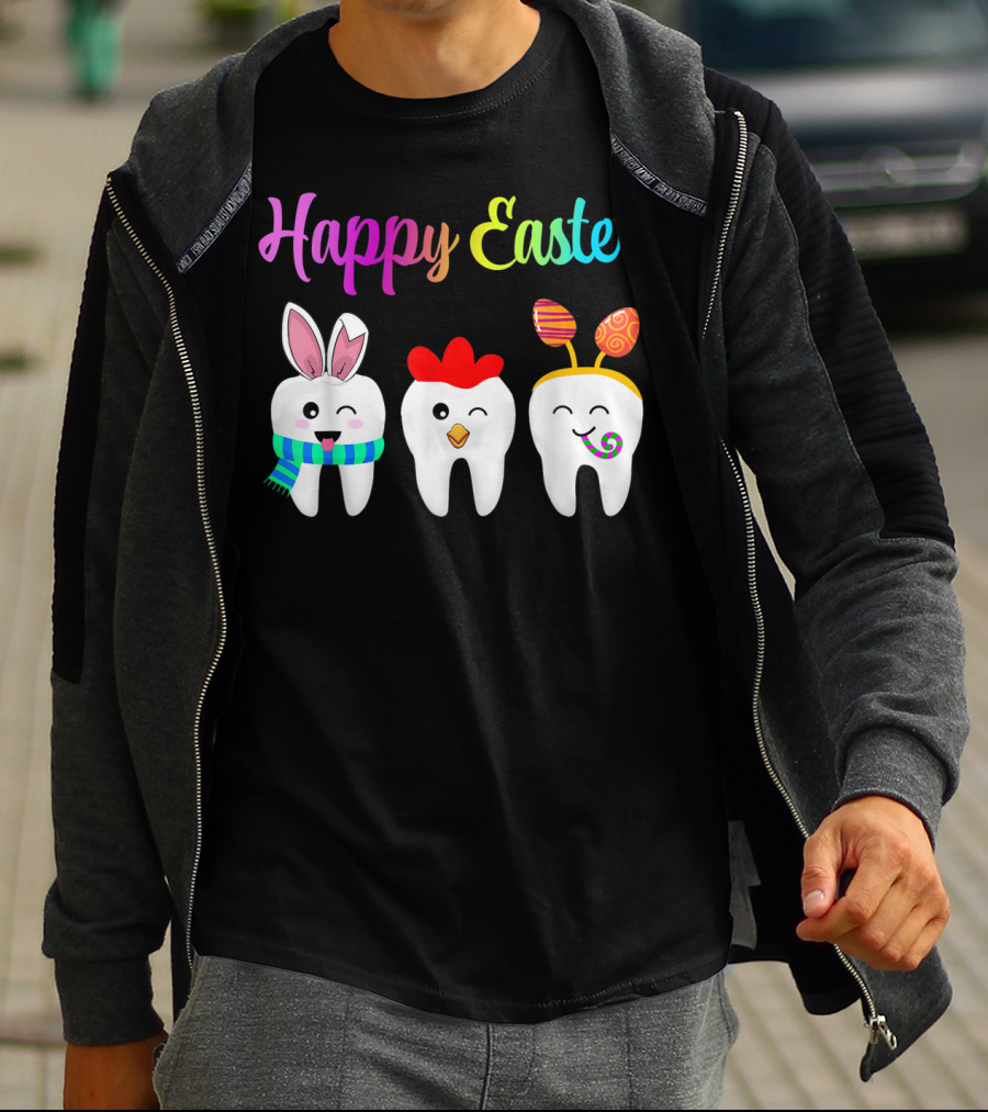 Happy Easter Tooth Bunny Chick Rabbit Eggs T-Shirt