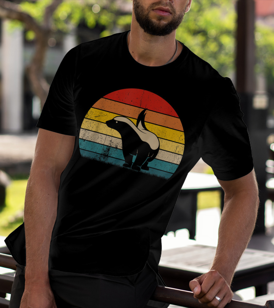 Honey Badger Vintage Sunset Silhouette Retro Style Animal T-Shirt