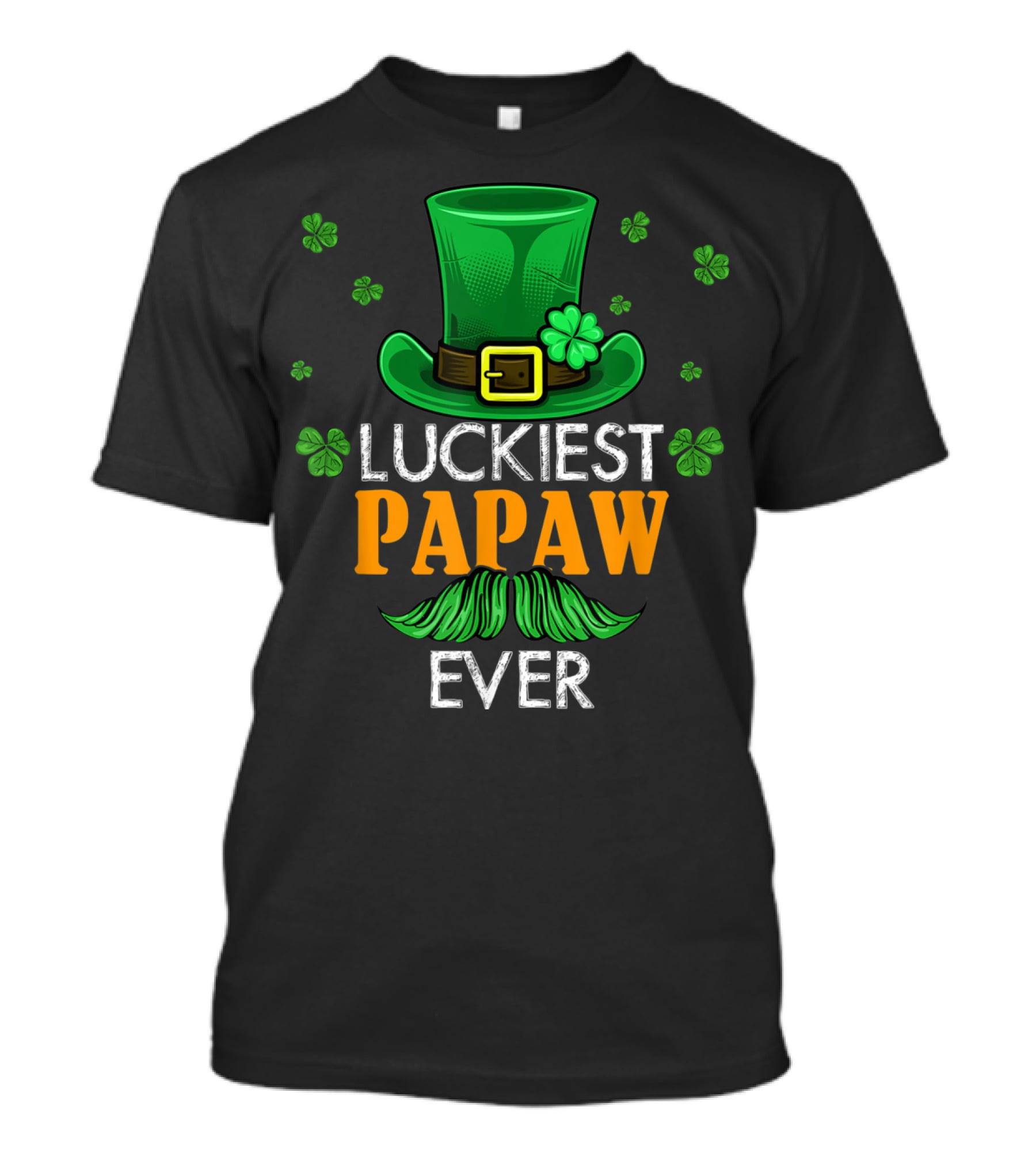 Luckiest Papaw Ever Green Leprechaun Hat Shamrocks T-Shirt