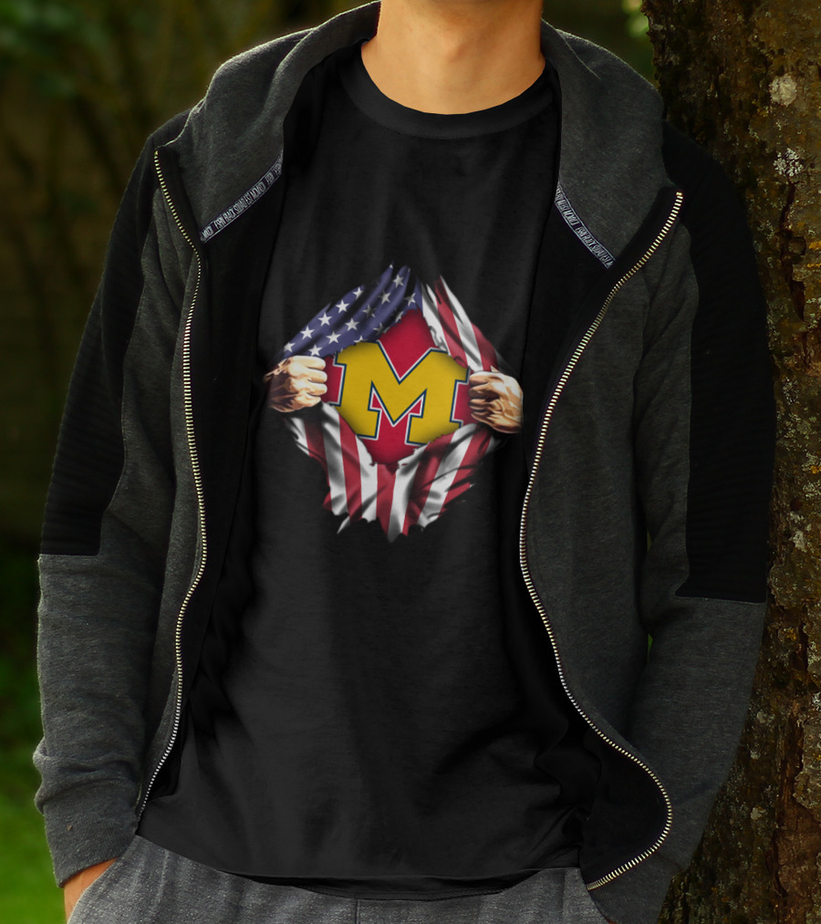 MICHIGAN FLAG AMERICAN PRIDE M LETTER RED BACKGROUND USA COLORS T-Shirt