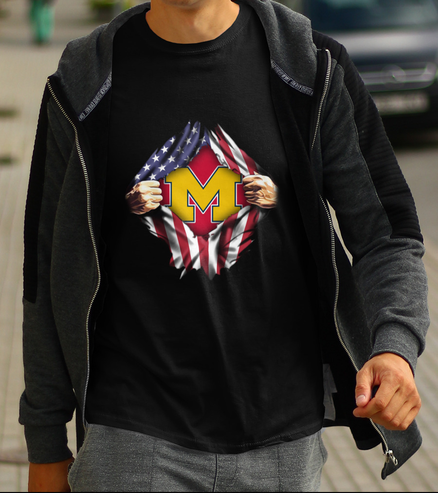 MICHIGAN FLAG AMERICAN PRIDE M LETTER RED BACKGROUND USA COLORS T-Shirt