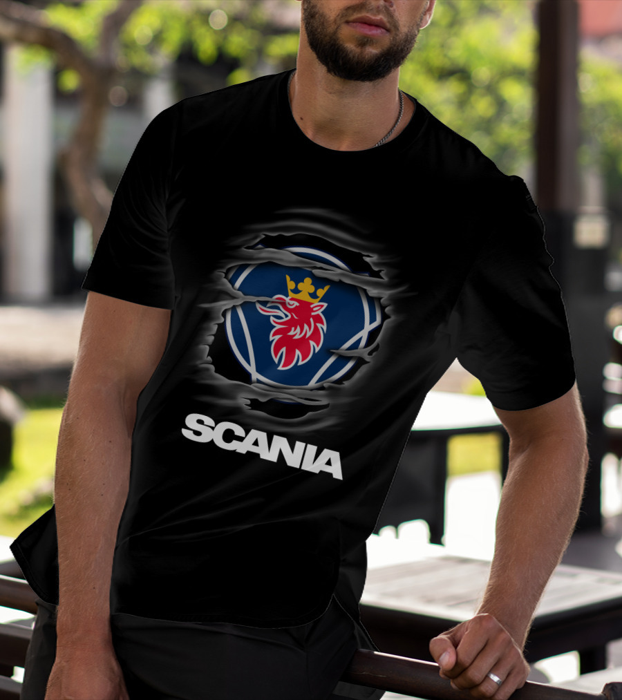 Limited Scania Ripped Logo Lion Crown T-Shirt