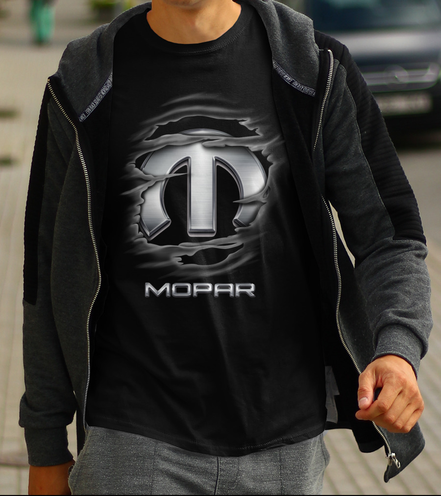 Mopar Metal Emblem Design Torn Steel Effect T-Shirt