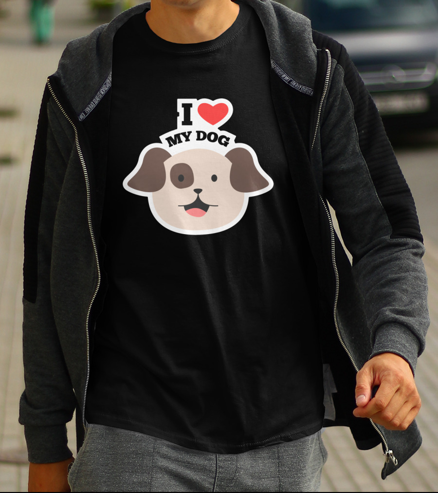 I Heart Love My Dog Cute Dog Face Animal Lover Pet Owner T-Shirt
