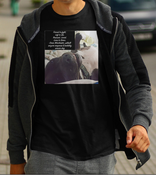 Dean Winchester Pitbull Seizure Response Mobility Service Dog Rescued Loved Lives To Serve T-Shirt