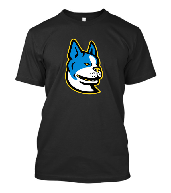 Boston Terrier Dog Mascot Blue And White Cartoon Profile T-Shirt
