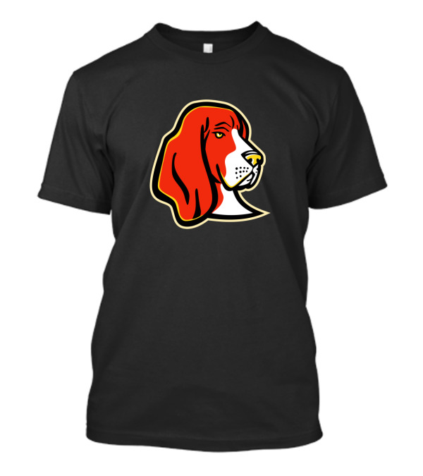 Basset Hound Dog Mascot Red And White Stylized Head T-Shirt
