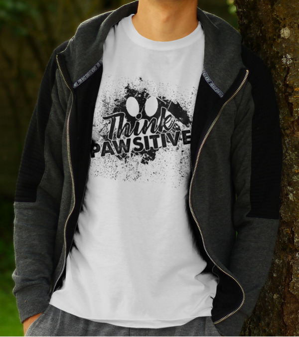 Think Pawsitive Dog Lover's Paw Print Motivation T-Shirt
