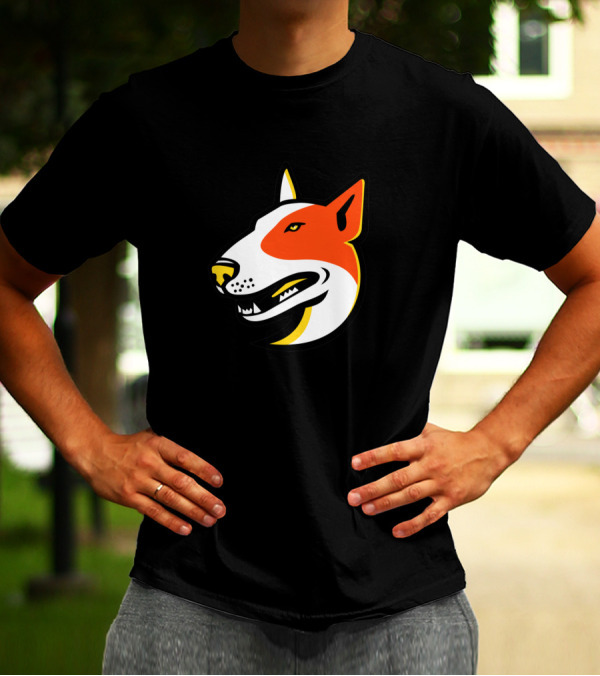 Bull Terrier Dog Mascot Head With Aggressive Expression T-Shirt