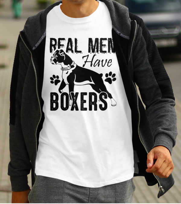 Real Men Have Boxers Dog Paw Prints T-Shirt