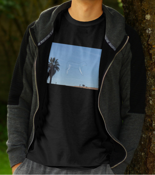 I See A Dog Outline Floating In The Blue Sky Beside A Palm Tree T-Shirt