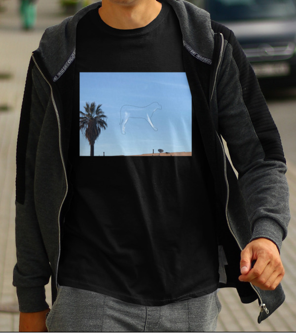 I See A Dog Outline Floating In The Blue Sky Beside A Palm Tree T-Shirt