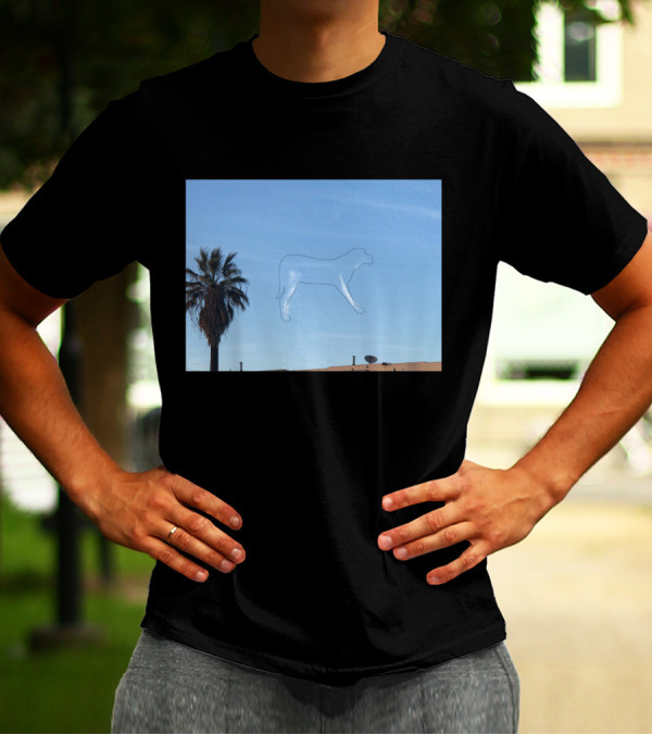 I See A Dog Outline Floating In The Blue Sky Beside A Palm Tree T-Shirt
